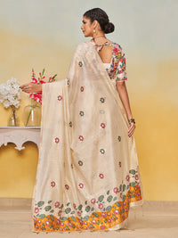 Sundari Cotton in Beige with Yellow Motifs