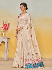 Sundari Cotton in Beige with Light Blue Motifs