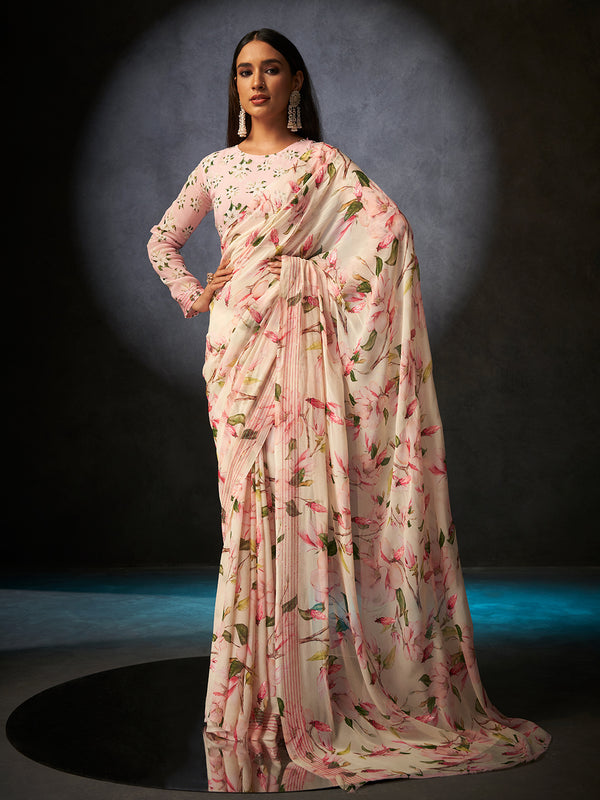 Basanti Bloom in Off White with Floral Motifs