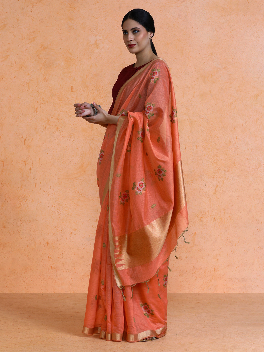 Shireen Cotton in Coral Orange