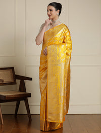 Ethnic Motifs Woven Design Banarasi Saree With Blouse in Yellow