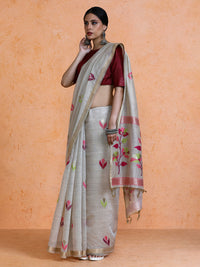 Rithika Cotton in Beige with Pink Motifs