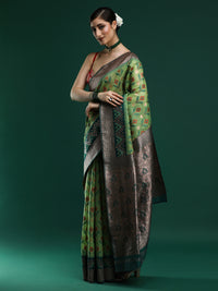 Woven Design Chanderi Cotton Saree in Green