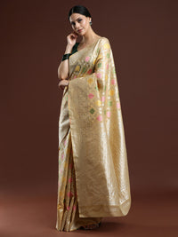 Woven Design Chanderi Cotton Saree in Beige