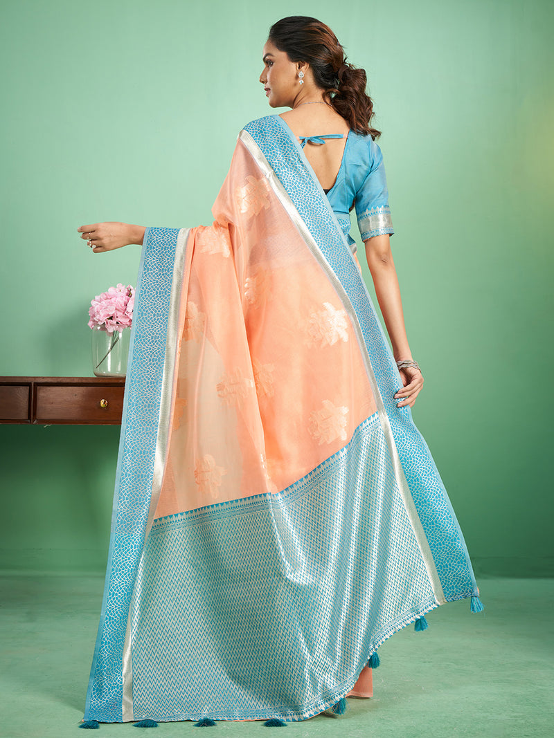 Rohini Cotton In Peach & Sky Blue