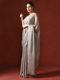 Solid Saree with Blouse Piece in brown