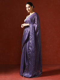Women Sequinned Embellished Heavy Work Saree in purple