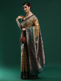 Woven Design Chanderi Cotton Saree in Dark Yellow