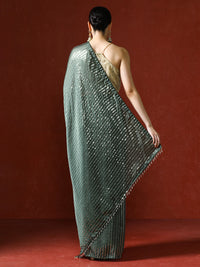 Women Sequinned Embellished Heavy Work Saree in green