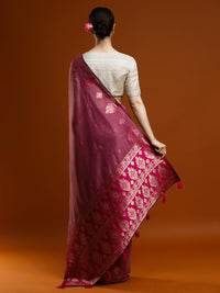 Sarha Woven Design Ethnic Motifs Zari Muga Saree in Pink