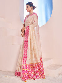 Aafreen Cotton in Beige and Pink