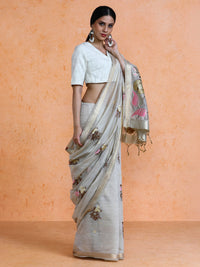 Leela Cotton in Beige with Light Pink Motifs