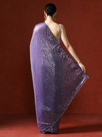 Women Sequinned Embellished Heavy Work Saree in purple