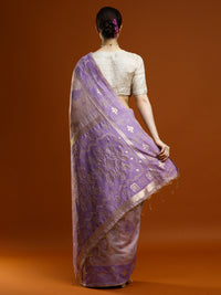 Sarha Ethnic Motif Woven Design Zari Chanderi Saree in Lavender