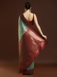 Sarha Woven Design Zari Banarasi Saree in Green