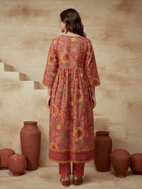 Embroidered V-Neck Kurta & Trousers With Dupatta