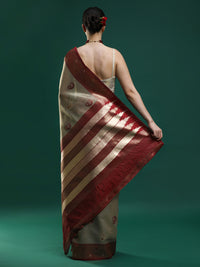 Sarha Ethnic Motifs Woven Design Banarasi Saree in Grey
