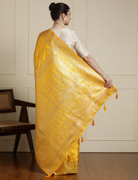 Ethnic Motifs Woven Design Banarasi Saree With Blouse in Yellow