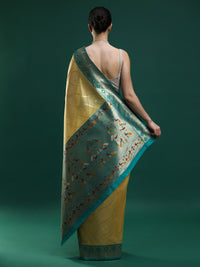 Sarha Ethnic Motifs Woven Design Banarasi Saree in Yellow