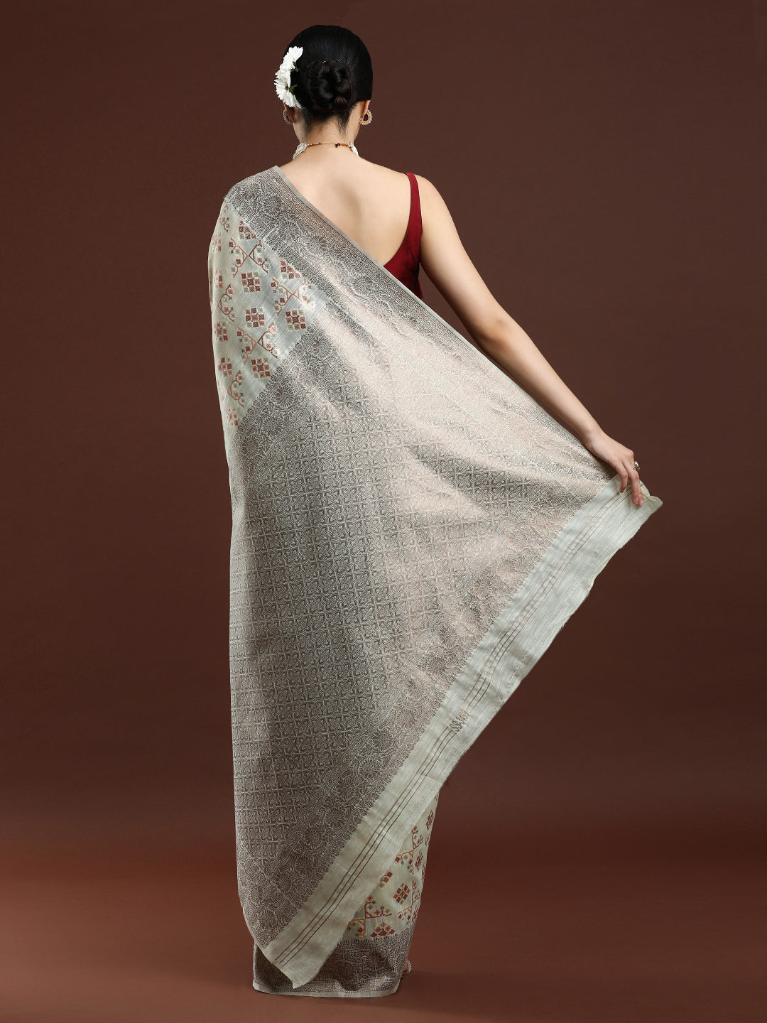 Woven Design Chanderi Cotton Saree in Light Green