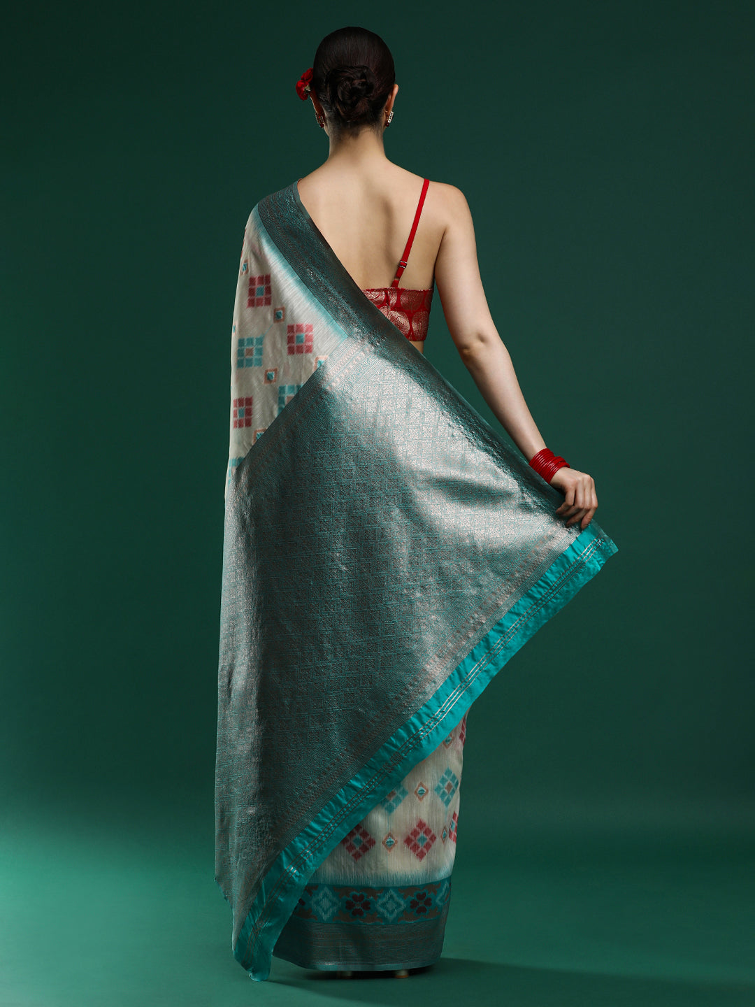 Woven Design Chanderi Cotton Saree in Light Grey
