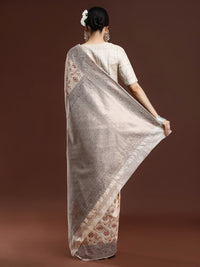 Woven Design Chanderi Cotton Saree in Light Peach