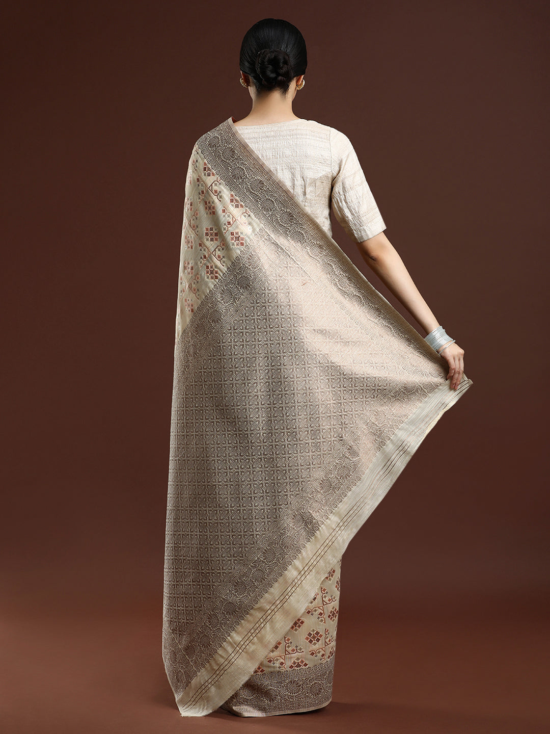 Woven Design Chanderi Cotton Saree in Beige