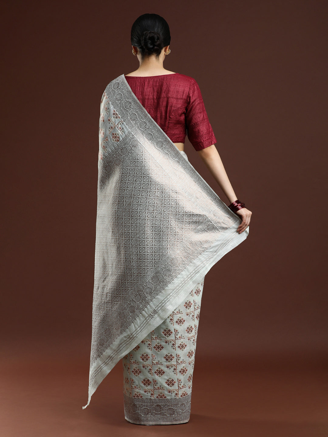 Woven Design Chanderi Cotton Saree in Light Blue