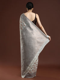 Woven Design Chanderi Cotton Saree in Light Grey