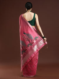 Woven Design Floral Muga Cotton Saree in Lavender