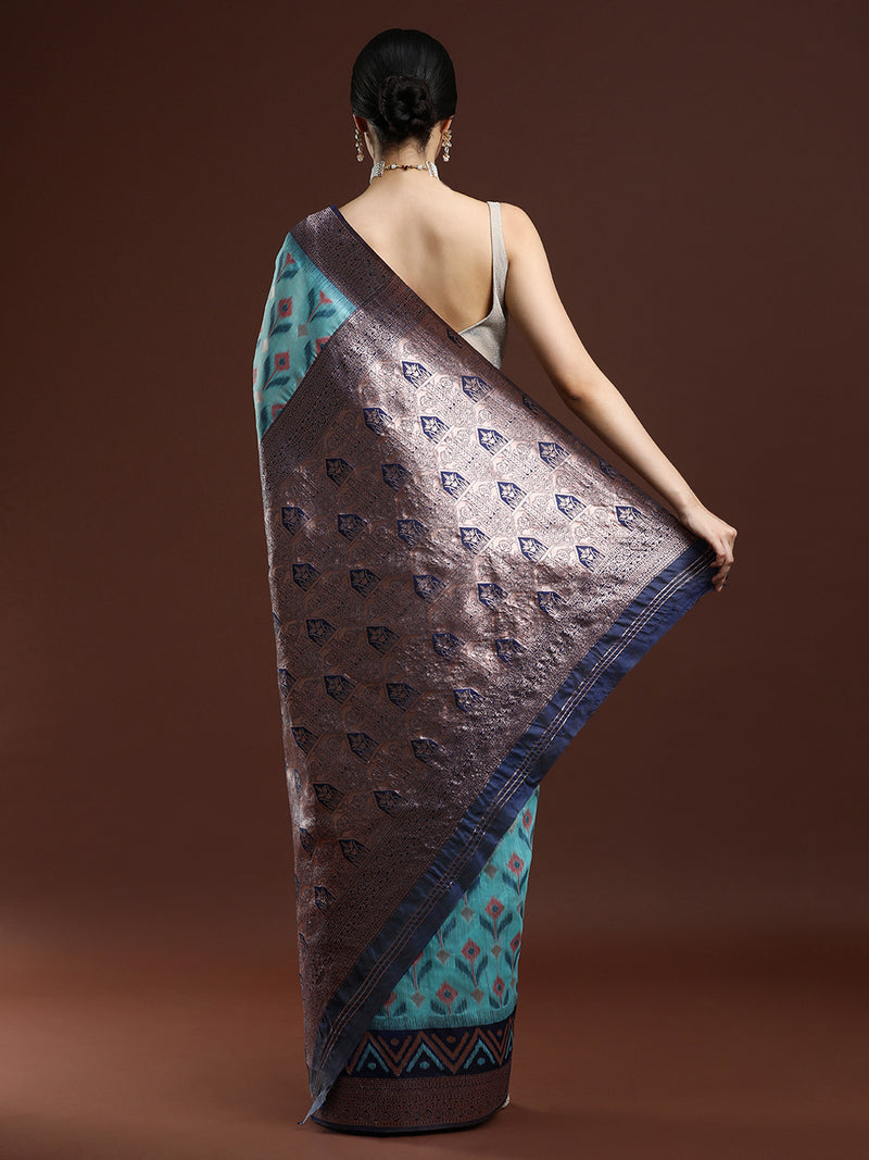Woven Design Chanderi Cotton Saree in Blue