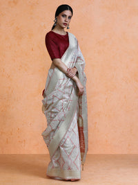 Devi Cotton in Beige with Red Motifs