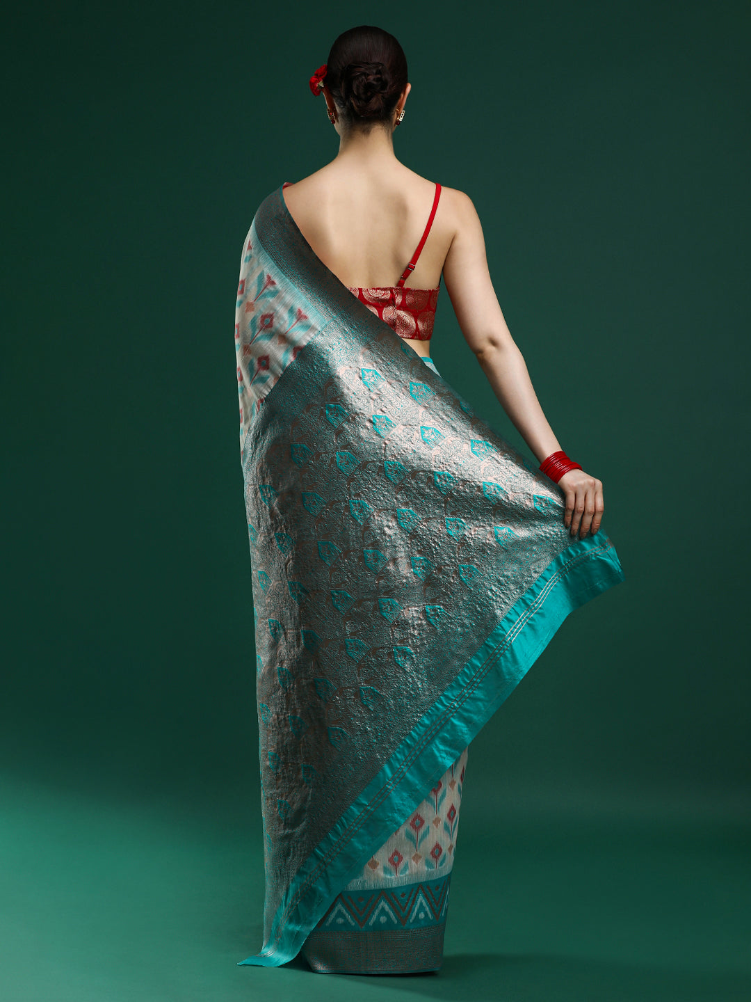 Woven Design Chanderi Cotton Saree in Light Grey