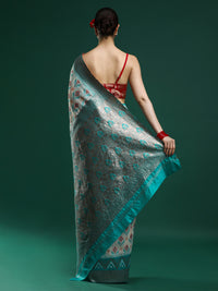 Woven Design Chanderi Cotton Saree in Light Grey