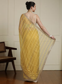 Women Ethnic Motifs Embroidered Saree in Yellow