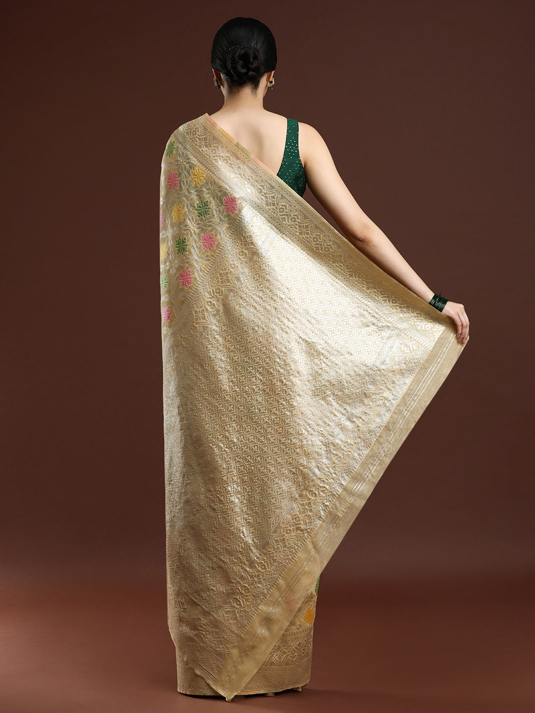 Woven Design Chanderi Cotton Saree in Beige