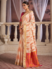 Vaanya Cotton in Rust Orange & Hot Pink