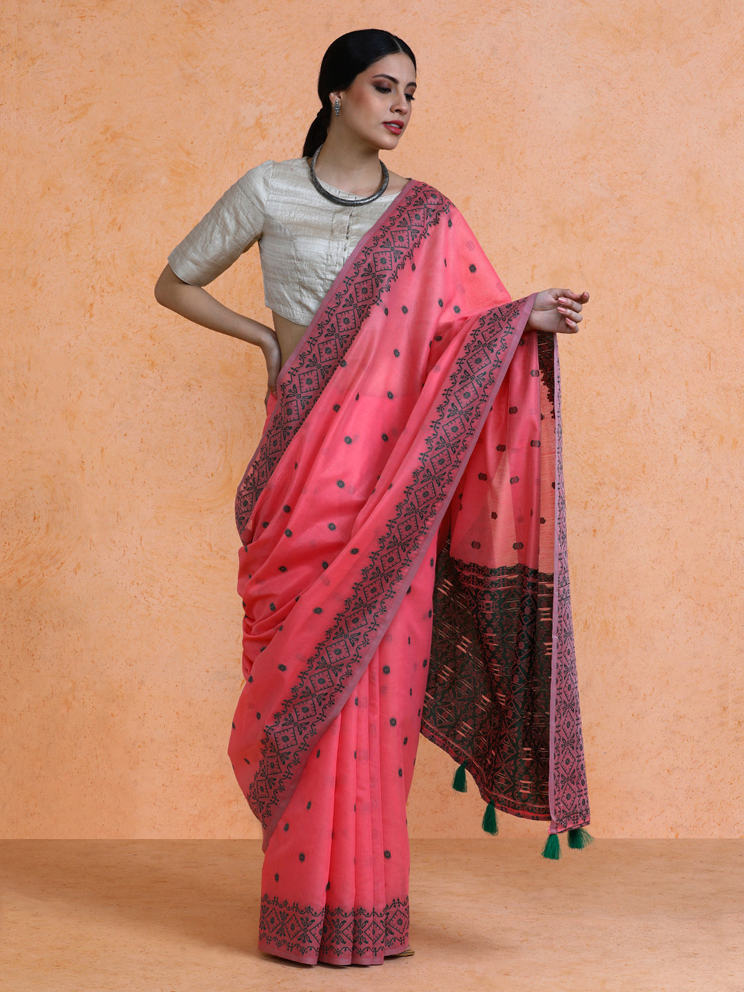 Dhrisha Cotton in Coral Pink