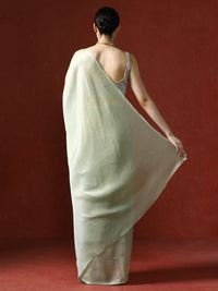 Solid Saree with Blouse Piece in Green
