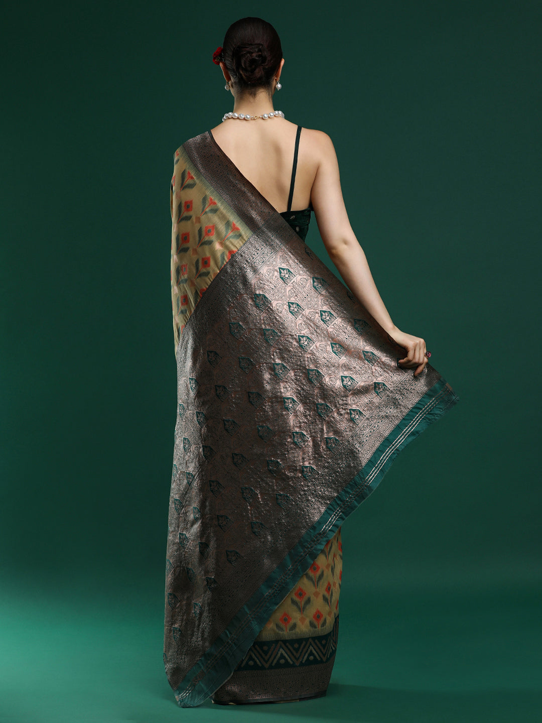 Woven Design Chanderi Cotton Saree in Dark Yellow
