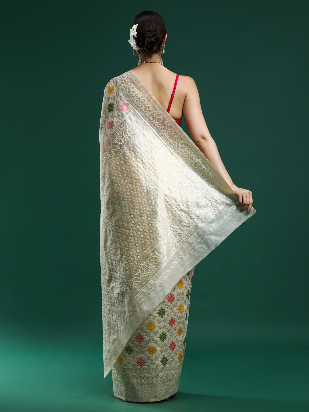 Woven Design Chanderi Cotton Saree in Cream