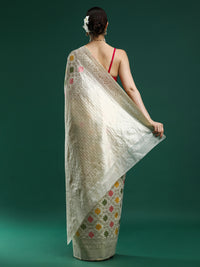 Woven Design Chanderi Cotton Saree in Cream