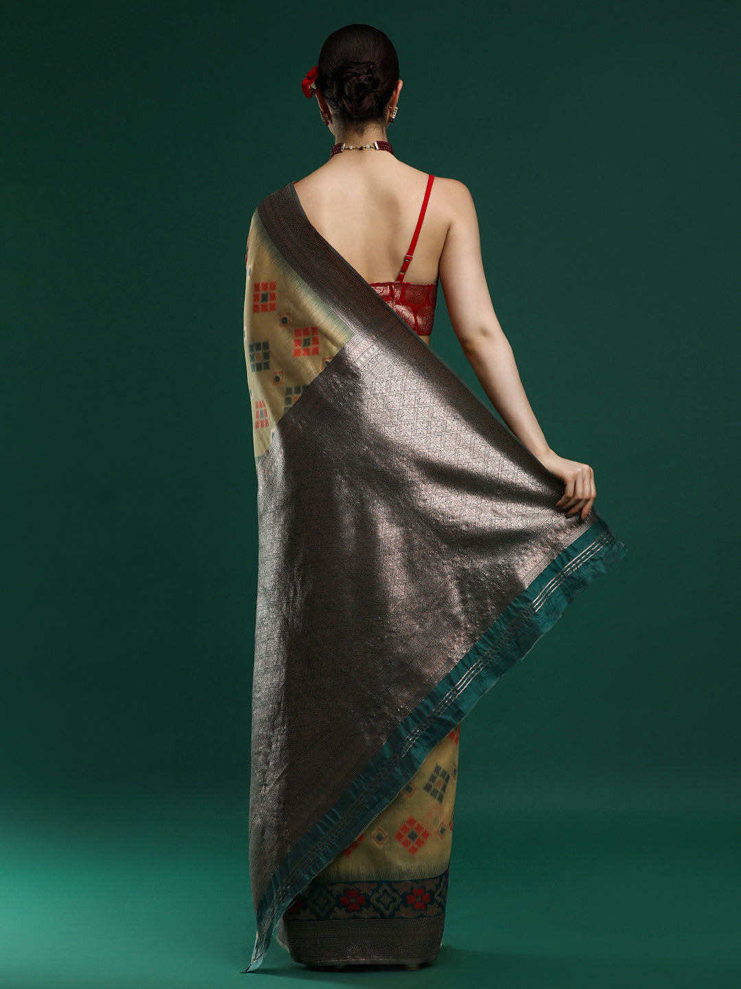 Woven Design Chanderi Cotton Saree in Dark Yellow