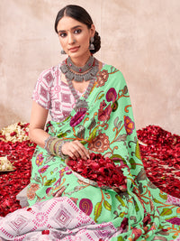 Kalam Warli in Mint Green