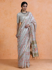 Devina Cotton in Beige with Coral Pink Motifs