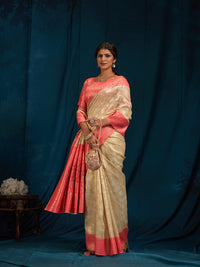 Swarnika Silk in Neon Pink And Beige