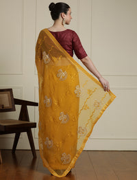Floral Embellished Saree in Yellow