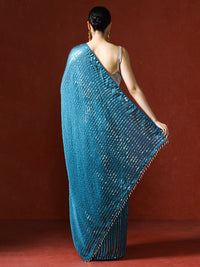 Women Sequinned Embellished Heavy Work Saree in blue