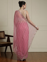 Ethnic Motif Woven Design Zari Indian Bridal Saree in Pink
