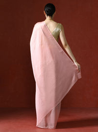 Solid Saree with Blouse Piece in pink